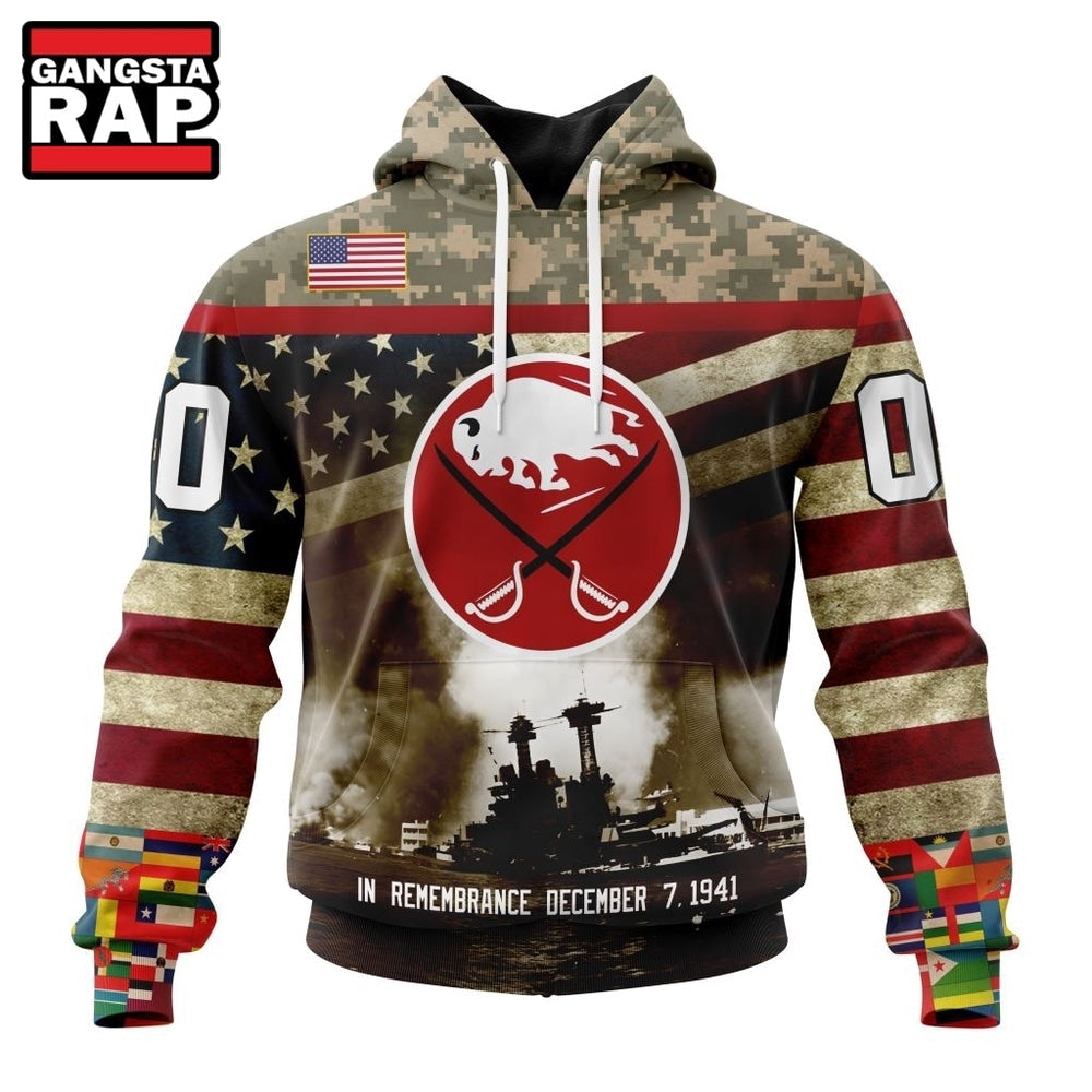 NHL Buffalo Sabres Specialized Unisex Kits Remember Pearl Harbor Hoodie, T Shirt