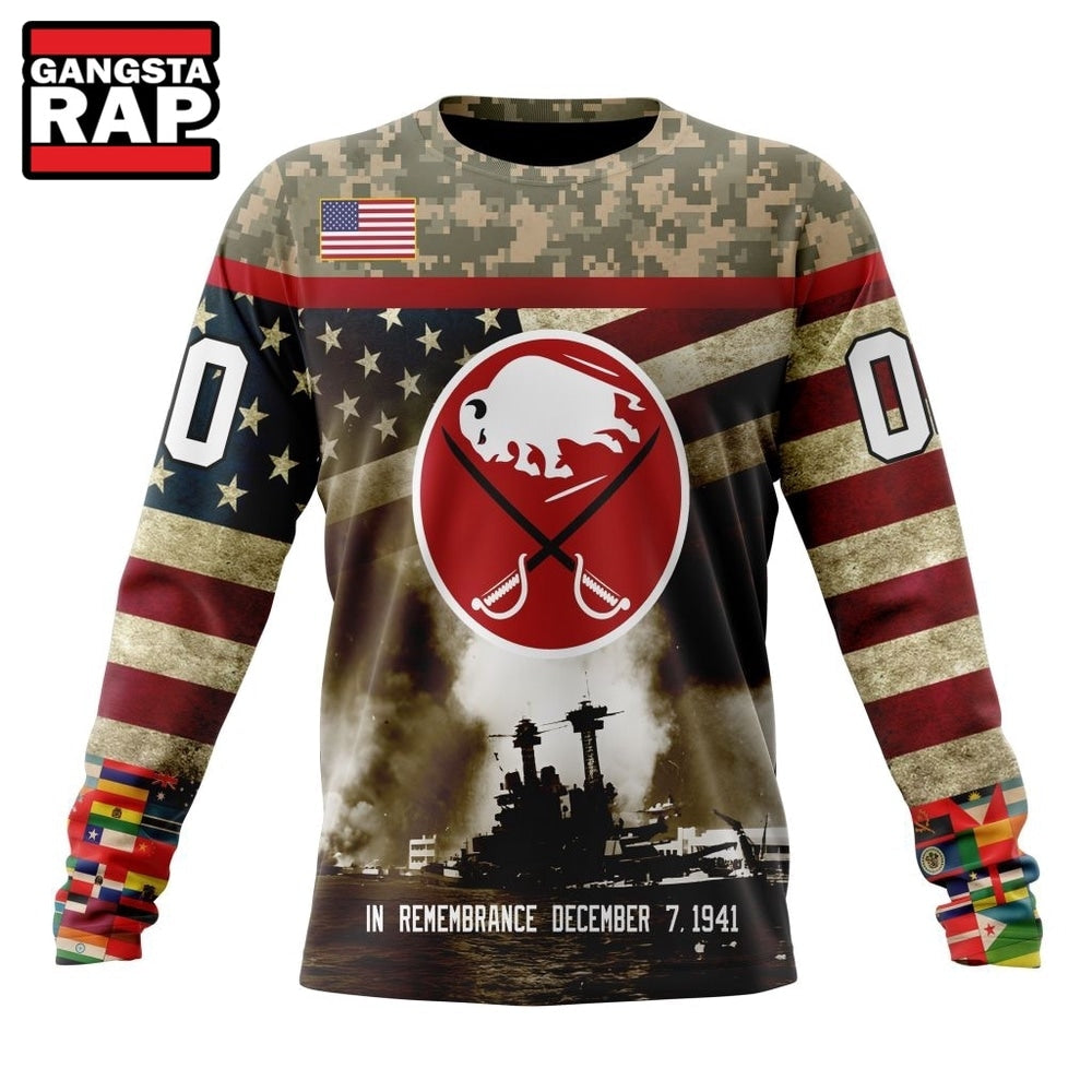 NHL Buffalo Sabres Specialized Unisex Kits Remember Pearl Harbor Hoodie, T Shirt