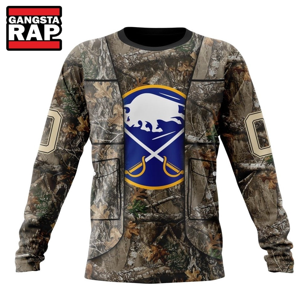 NHL Buffalo Sabres Specialized Unisex Vest Kits With Realtree Camo Hoodie, T Shirt