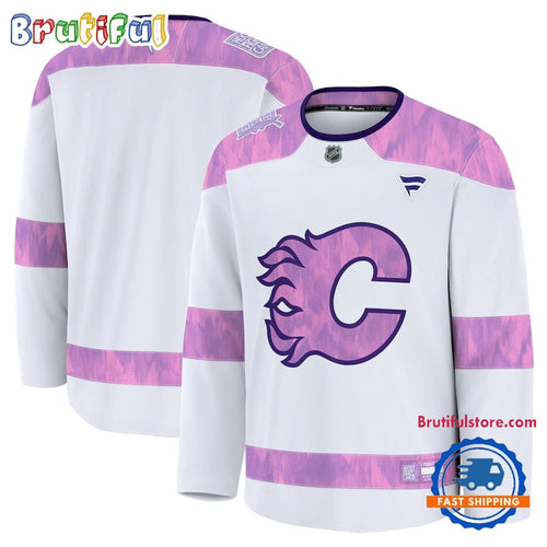 NHL Calgary Flames 2024 Hockey Fights Cancer Practice Jersey Shirt