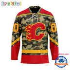 NHL Calgary Flames Camo Veterans Custom Hockey Jersey