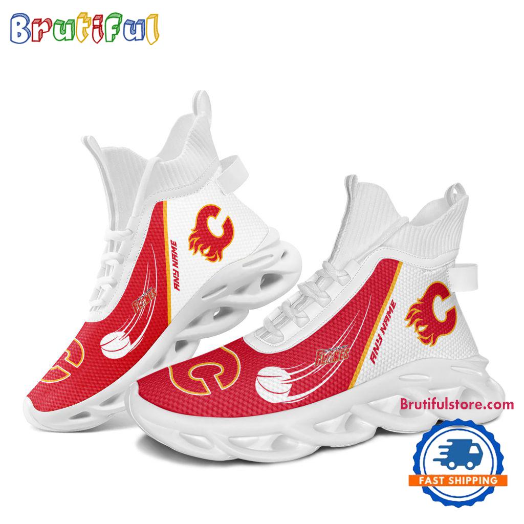 NHL Calgary Flames Custom Name High Top Max Soul Shoes, Hockey Team Design Shoes Sneaker