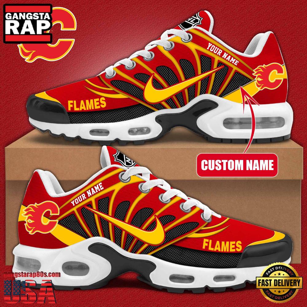 NHL Custom Name Calgary Flames New Design Air Max Plus Shoes Running Sneakers