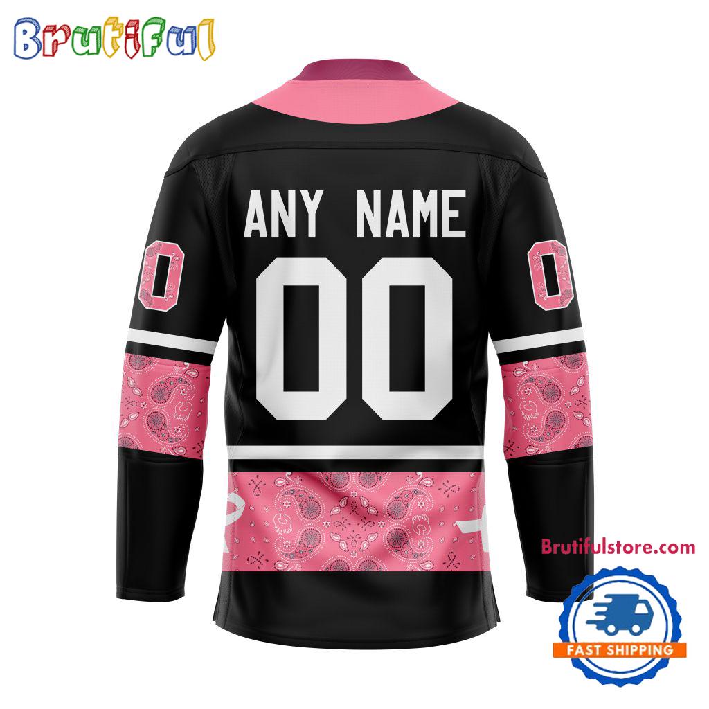NHL Calgary Flames In October We Wear Pink Breast Cancer Design Hockey Jersey