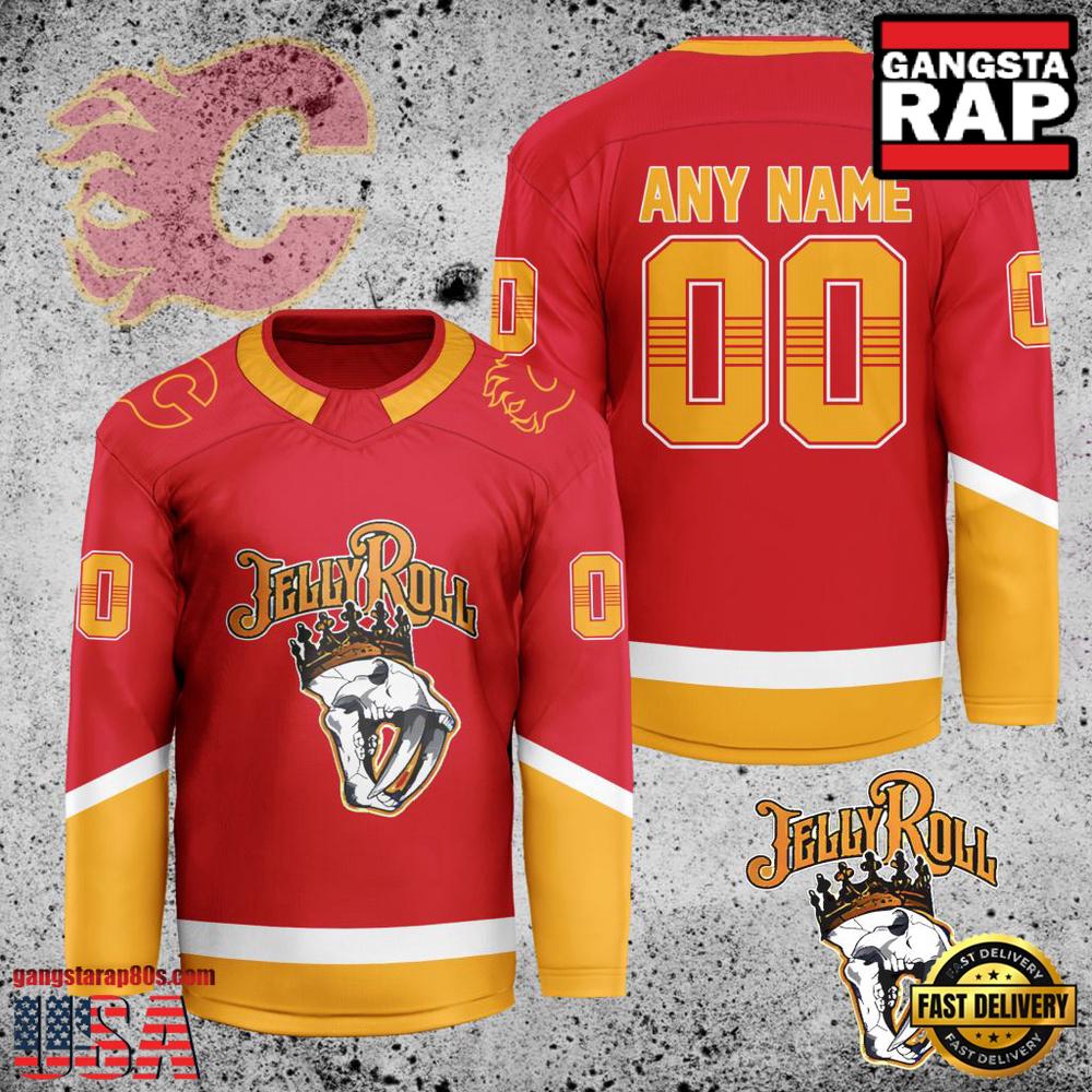 NHL Custom Name Number Calgary Flames Jelly Roll New Design Hockey Jersey