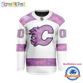 NHL Calgary Flames Personalized Hockey Fights Cancer Design Jersey