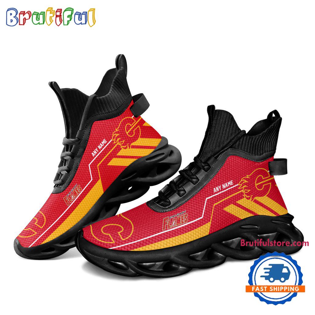 NHL Calgary Flames Personalized Name Hockey Team Design High Top Max Soul Shoes
