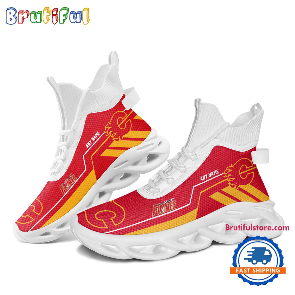 NHL Calgary Flames Personalized Name Hockey Team Design High Top Max Soul Shoes