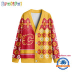 NHL Calgary Flames Spcial Ugly Christmas Hockey Design Cardigan, Hockey Fans Cardigan Shirt