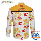 NHL Calgary Flames Special Hockey Long Sleeve Hawaiian Design Button Shirt