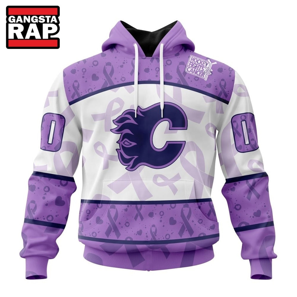 NHL Calgary Flames Special Lavender Fight Cancer Hoodie, T Shirt