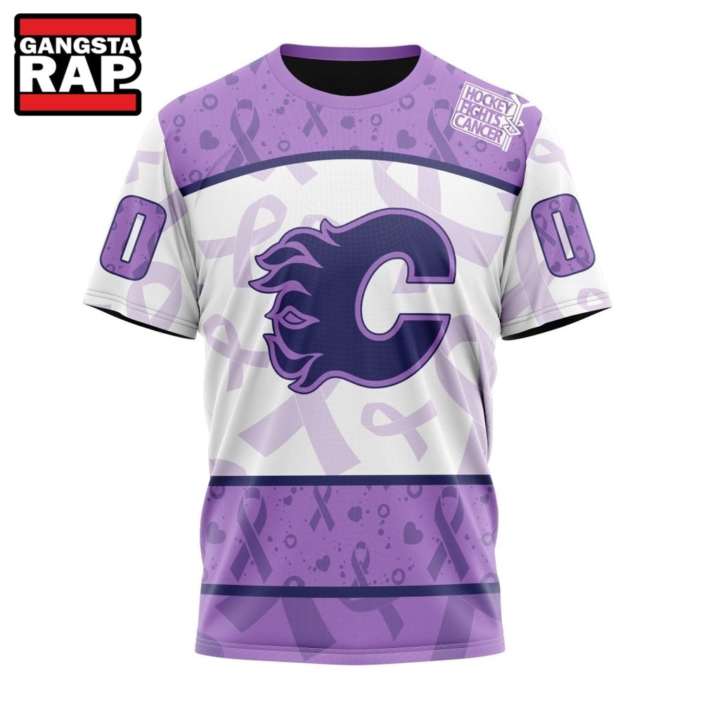 NHL Calgary Flames Special Lavender Fight Cancer Hoodie, T Shirt