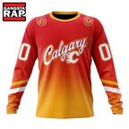 NHL Calgary Flames Special Retro Gradient Design Hoodie, T Shirt
