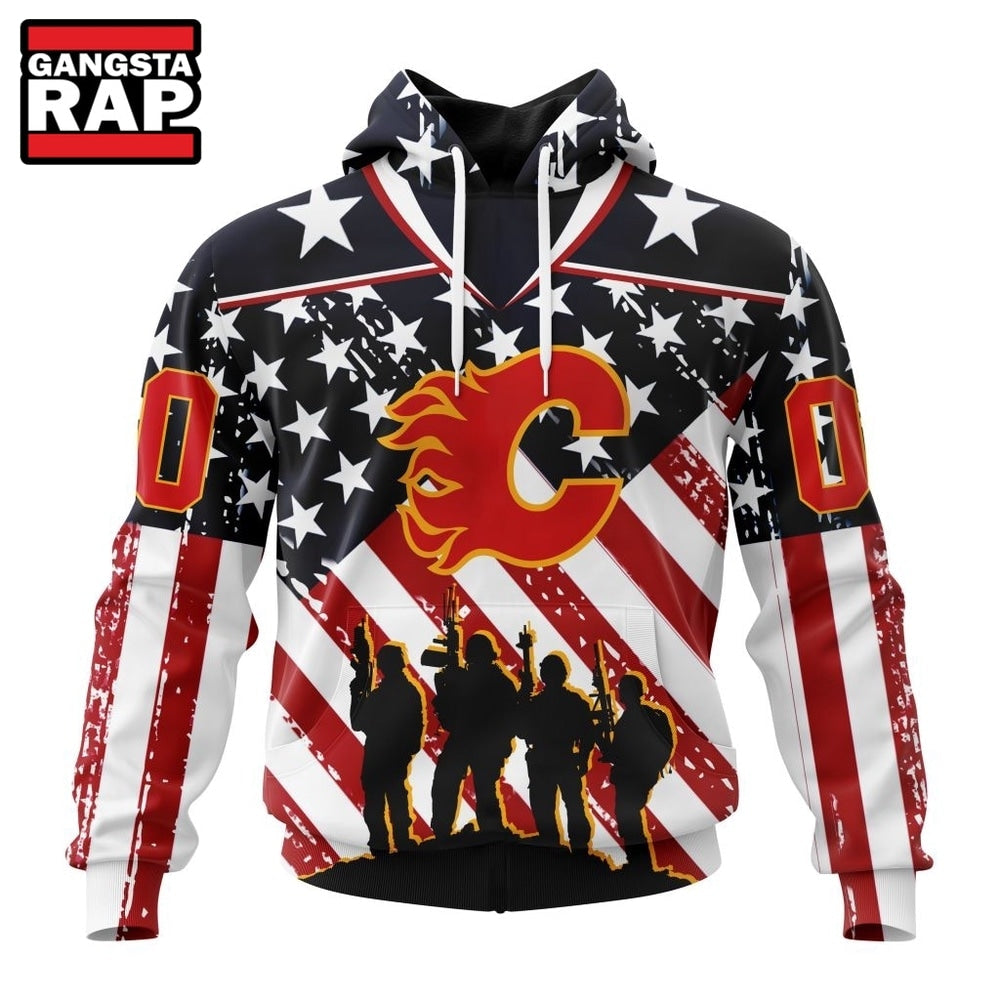 NHL Calgary Flames Specialized Kits For Honor USS Military Hoodie, T Shirt