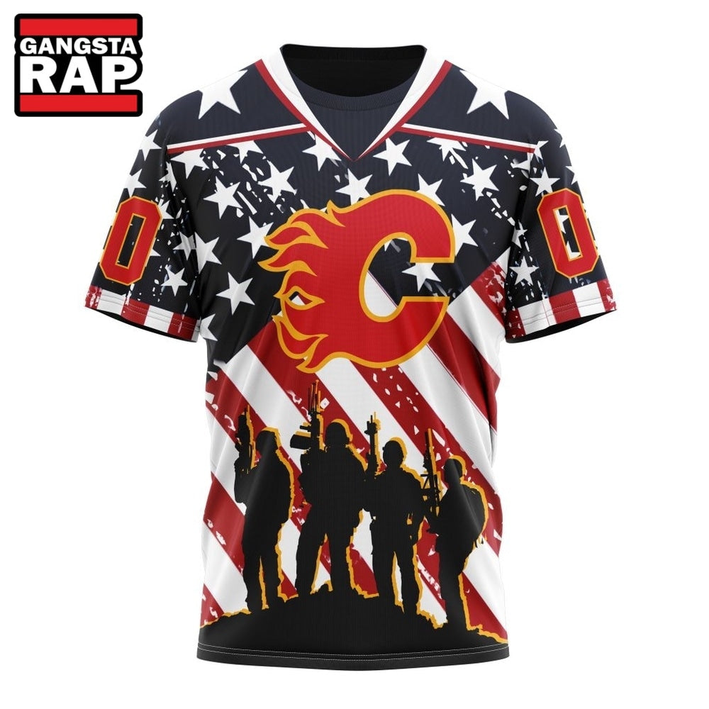 NHL Calgary Flames Specialized Kits For Honor USS Military Hoodie, T Shirt