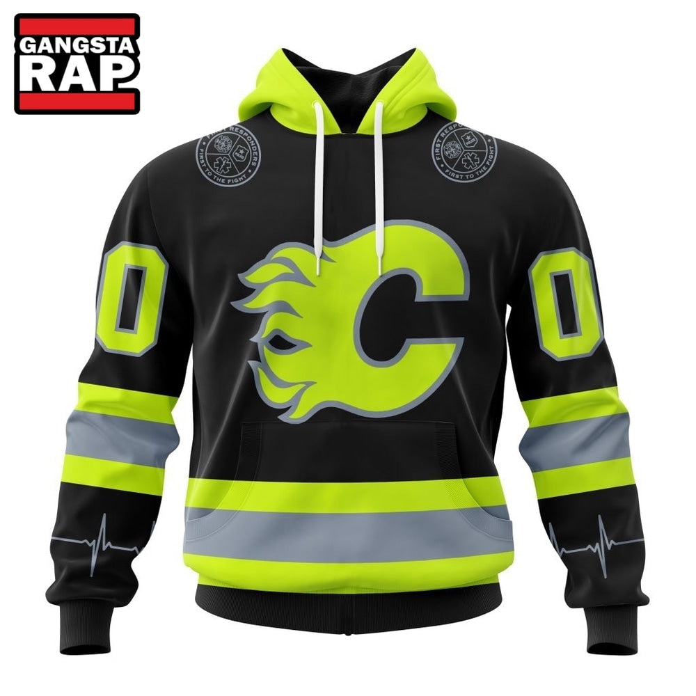 NHL Calgary Flames Specialized With FireFighter Uniforms Color Hoodie, T Shirt