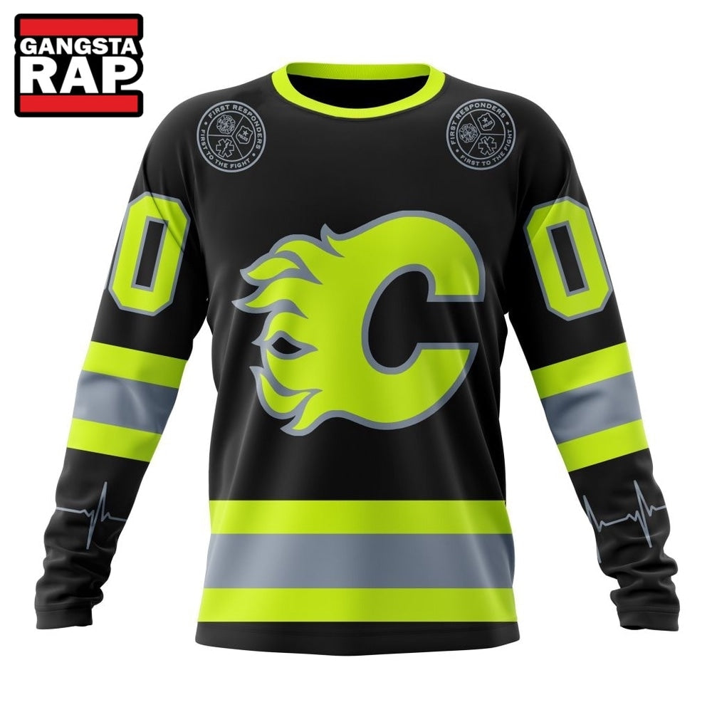 NHL Calgary Flames Specialized With FireFighter Uniforms Color Hoodie, T Shirt