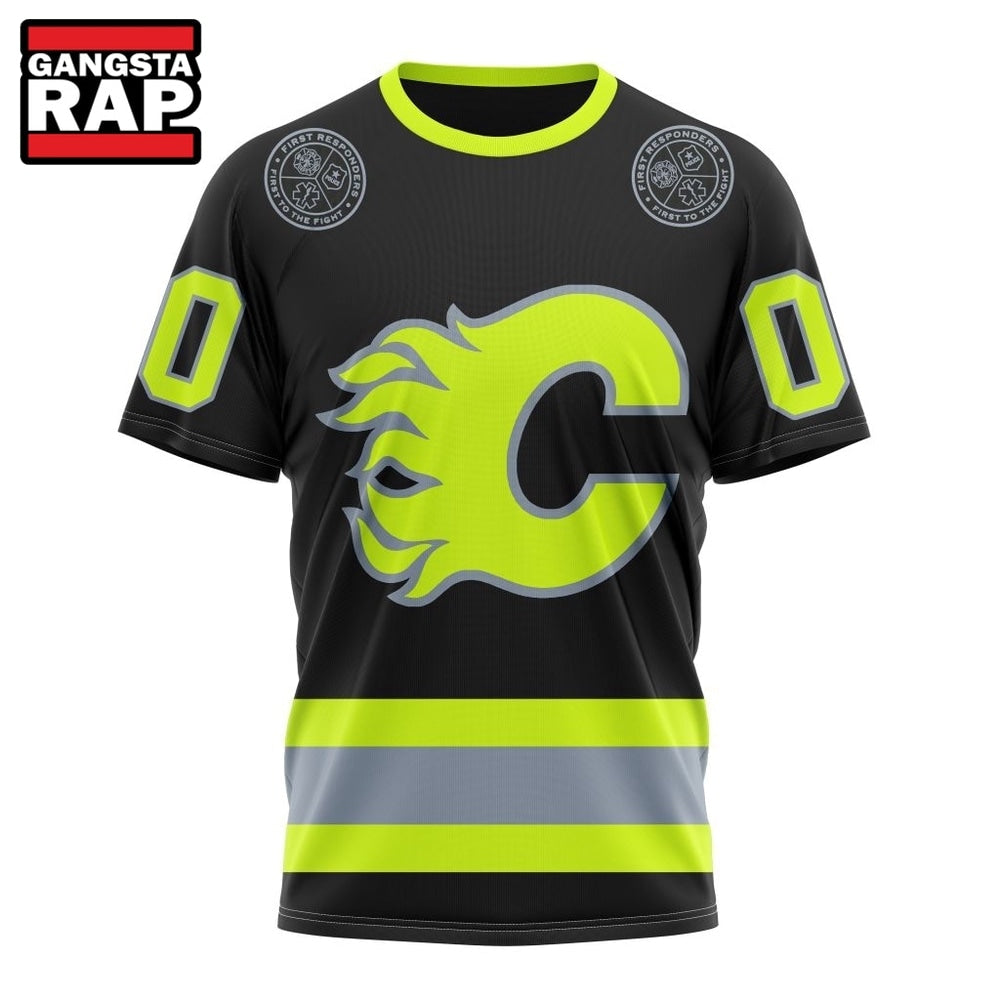 NHL Calgary Flames Specialized With FireFighter Uniforms Color Hoodie, T Shirt