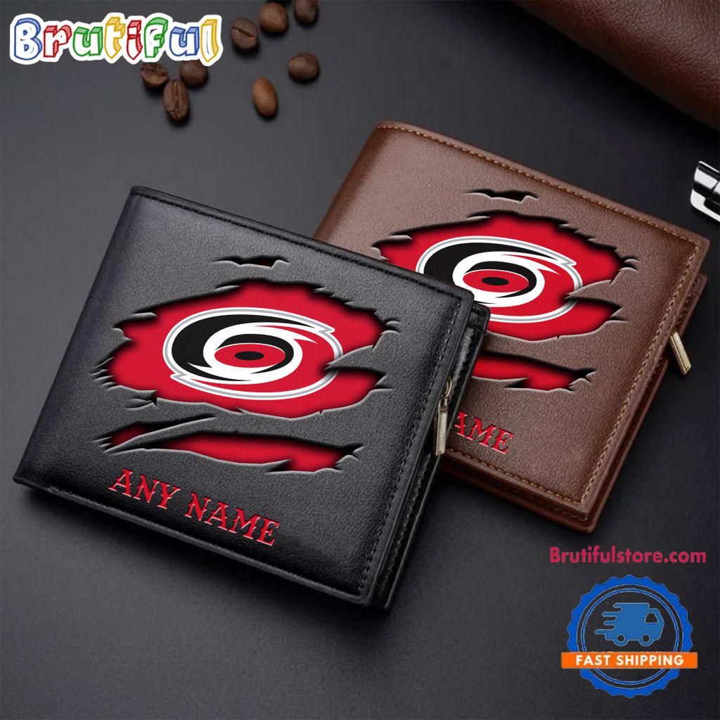 NHL Carolina Hurricanes Custom Name Wallet, Hockey Team Design Men’s Wallet