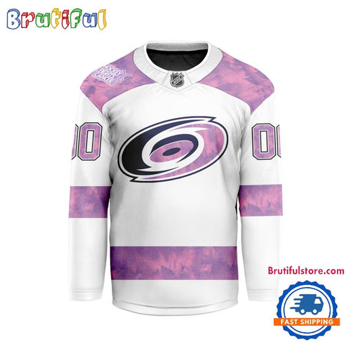 NHL Carolina Hurricanes Personalized Hockey Fights Cancer Design Jersey