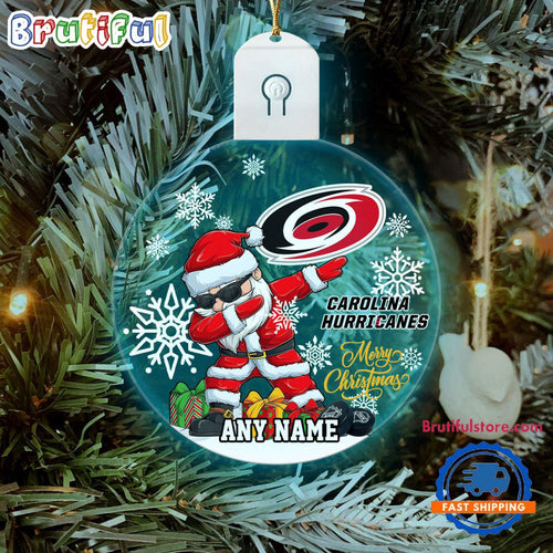 NHL Carolina Hurricanes Personalized Santa Claus Hockey Team Logo Christmas Led Acrylic Ornament