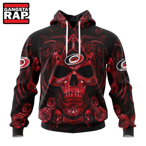 NHL Carolina Hurricanes Special Design Halloween With Skull Art Hoodie, T Shirt