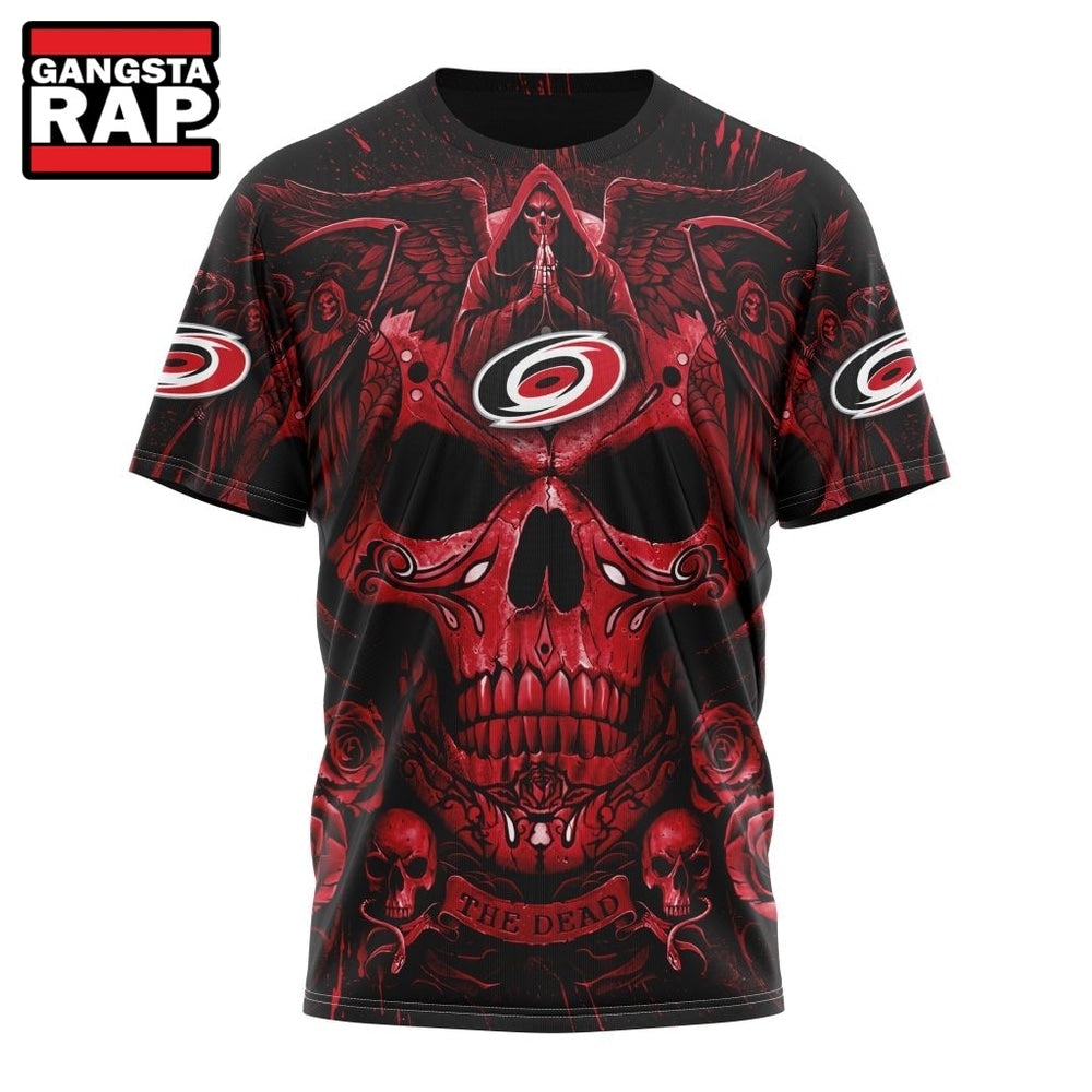 NHL Carolina Hurricanes Special Design Halloween With Skull Art Hoodie, T Shirt