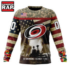 NHL Carolina Hurricanes Specialized Unisex Kits Remember Pearl Harbor Hoodie, T Shirt