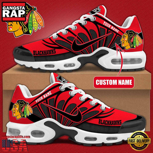NHL Custom Name Chicago Blackhawks New Design Air Max Plus Shoes Running Sneakers