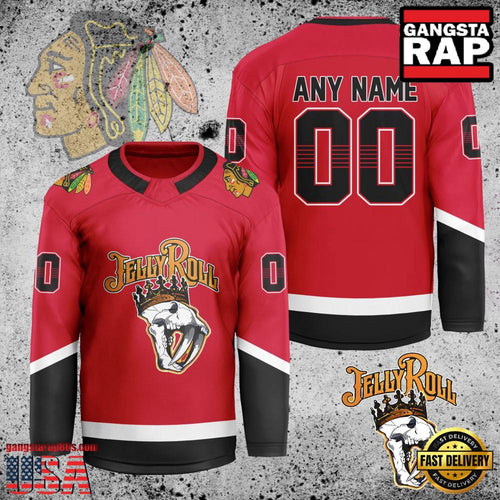 NHL Custom Name Number Chicago Blackhawks Jelly Roll New Design Hockey Jersey