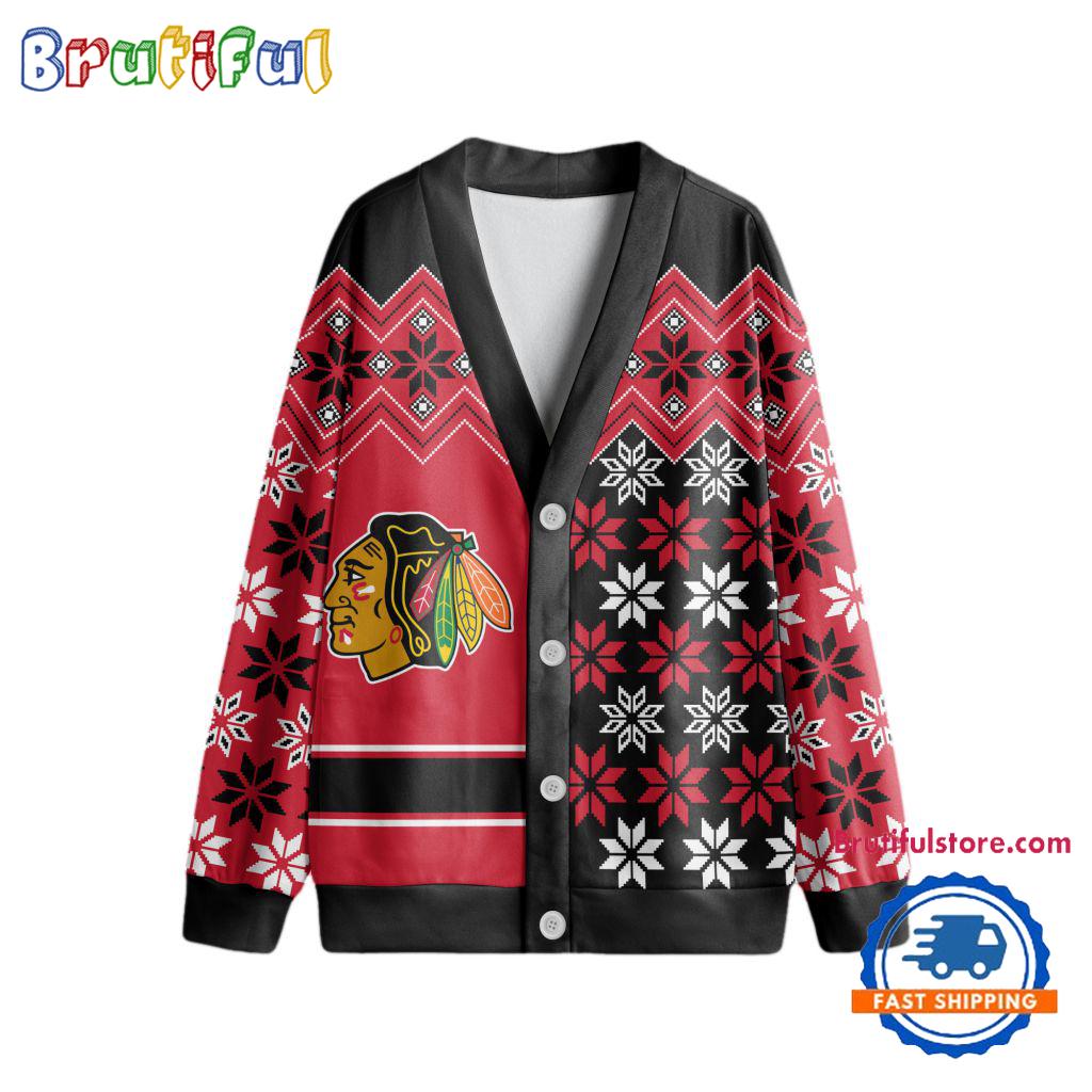 NHL Chicago Blackhawks Spcial Ugly Christmas Hockey Design Cardigan, Hockey Fans Cardigan Shirt