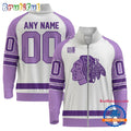 NHL Chicago Blackhawks Special Hockey Fight Cancer Standing Neck Zipper Jacket
