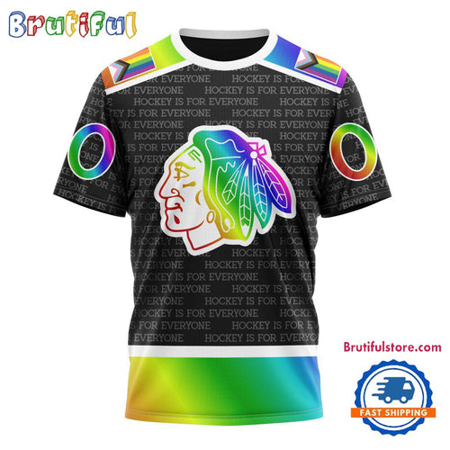 NHL Chicago Blackhawks Special LGBT Pride Is For Everyone Hockey Design T Shirt, Sweatshirt, Hoodie
