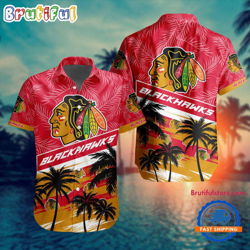 NHL Chicago Blackhawks Special Palm Tree Hawaiian Button Shirt