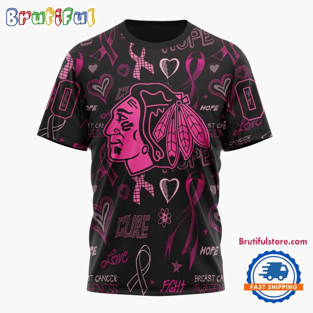 NHL Chicago Blackhawks Special Pink Breast Cancer Awareness New Design T Shirt