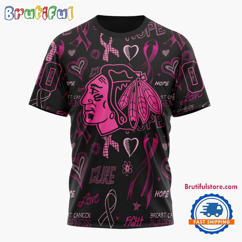 NHL Chicago Blackhawks Special Pink Breast Cancer Awareness New Design T Shirt