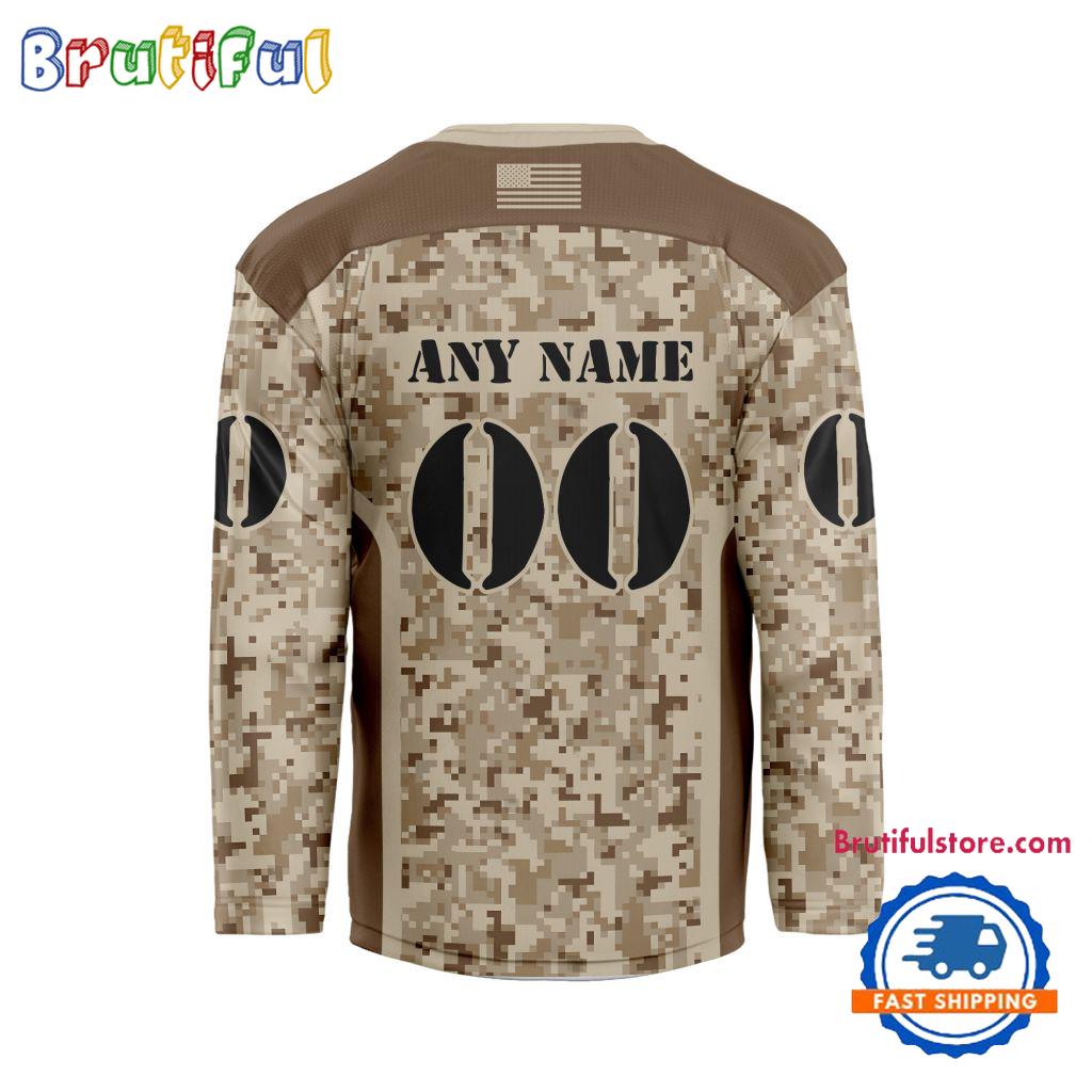 NHL Chicago Blackhawks Special Veterans Military Desert Camouflage Design Hockey Jersey