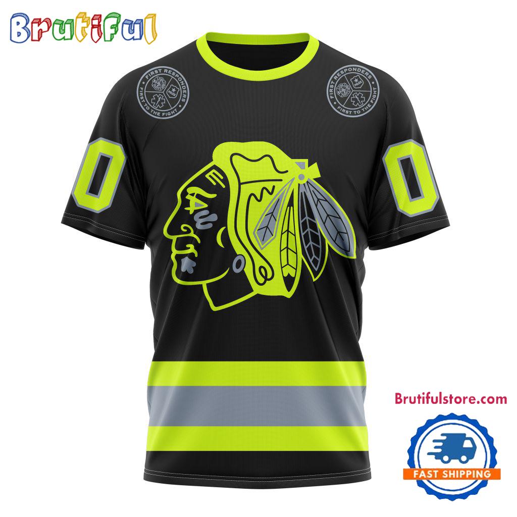 NHL Chicago Black Hawks Specialized FireFighter Uniforms Color Design T Shirt