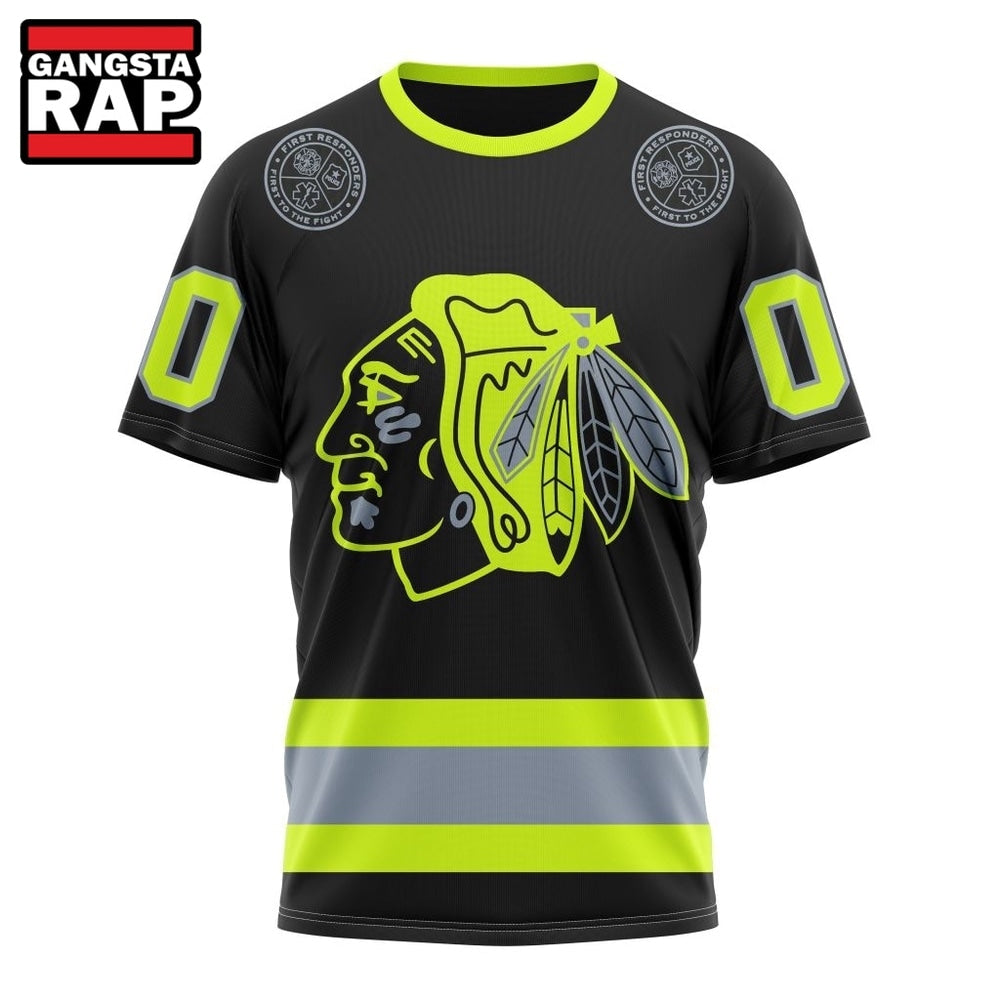 NHL Chicago BlackHawks Specialized With FireFighter Uniforms Color Hoodie, T Shirt