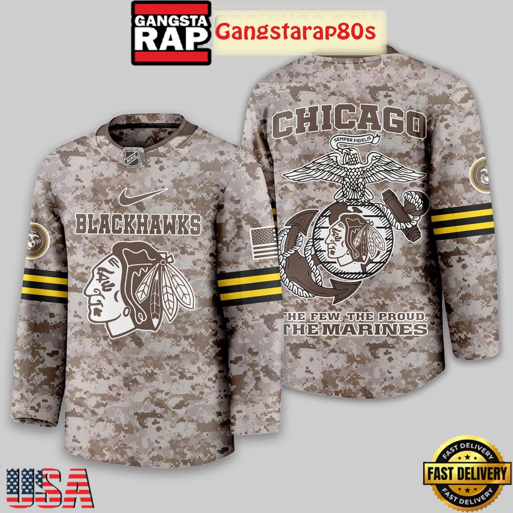 NHL Chicago Blackhawks US Marine Corps Camo Hockey Jersey