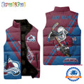 NHL Colorado Avalanche Custom Name Sleeveless Puffer Jacket, Hockey Team Jacket Fans Gifts