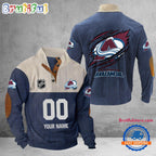 NHL Colorado Avalanche Hockey Team Custom Name And Number Buttoned Collar Sweatshirt