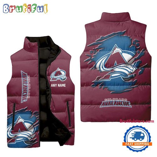 NHL Colorado Avalanche Personalized Hockey Logo Team Sleeveless Puffer Jacket