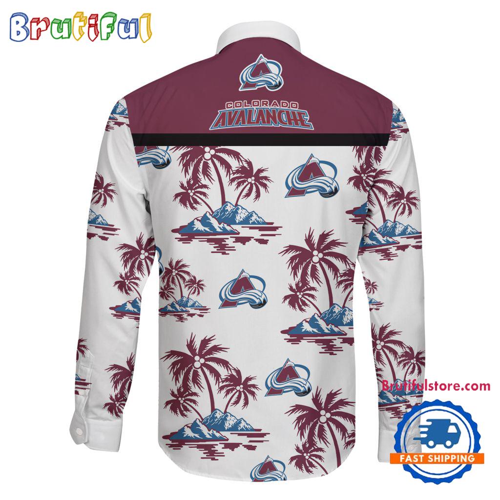 NHL Colorado Avalanche Special Hockey Long Sleeve Hawaiian Design Button Shirt