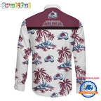 NHL Colorado Avalanche Special Hockey Long Sleeve Hawaiian Design Button Shirt