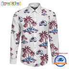 NHL Colorado Avalanche Special Hockey Long Sleeve Hawaiian Design Button Shirt