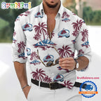NHL Colorado Avalanche Special Hockey Long Sleeve Hawaiian Design Button Shirt