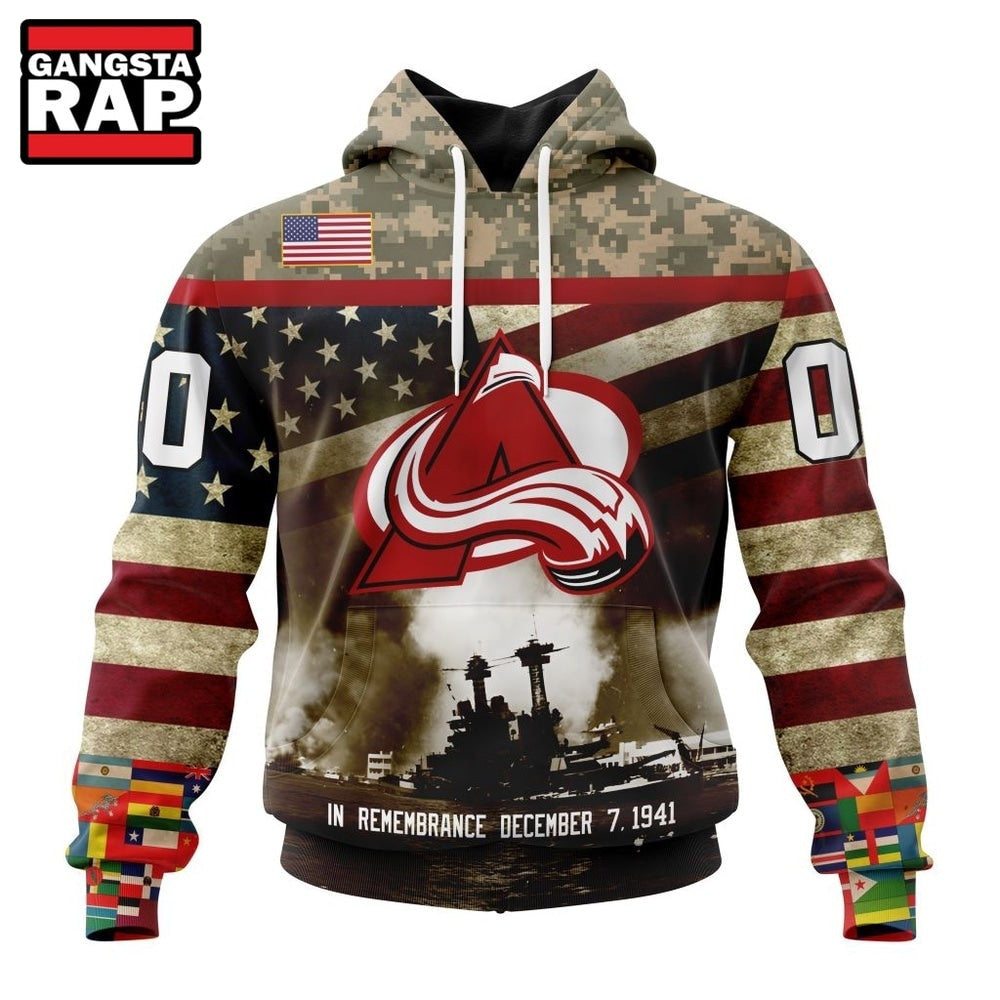 NHL Colorado Avalanche Specialized Unisex Kits Remember Pearl Harbor Hoodie, T Shirt