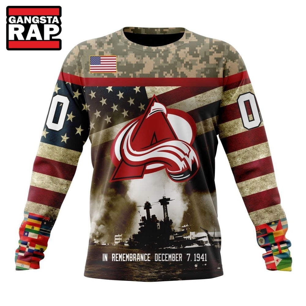NHL Colorado Avalanche Specialized Unisex Kits Remember Pearl Harbor Hoodie, T Shirt