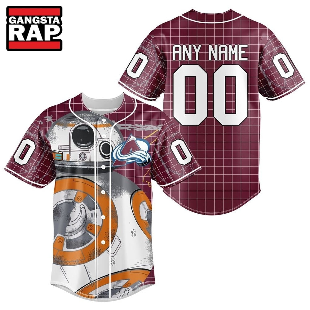 NHL Colorado Avalanche x BB 8 D Star War Baseball Jersey